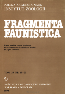 Fragmenta Faunistica - Strony tytułowe, spis treści - t. 33, nr 19-23 (1990)