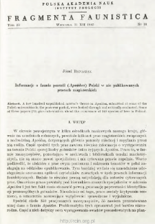 Informacje o faunie pszcz&oacute;ł (Apoidea) Polski w nie publikowanych pracach magisterskich