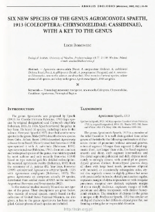 Six new species of the genus Agroiconota Spaeth, 1913 (Coleoptera: Chrysomelidae: Cassidinae), with a key to the genus