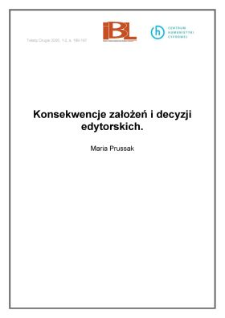 Konsekwencje założeń i decyzji edytorskich