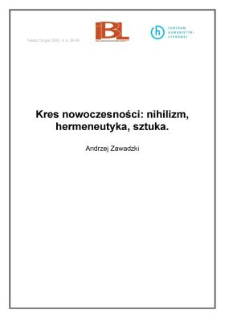 Kres nowoczesności: nihilizm, hermeneutyka, sztuka