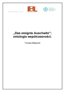 "Das ereignis Auschwitz": ontologia współczesności