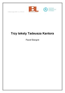 Trzy teksty Tadeusza Kantora