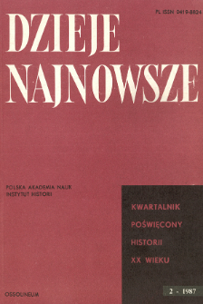 Dzieje Najnowsze : [kwartalnik poświęcony historii XX wieku] R. 19 z. 2 (1987), Title pages, Contents