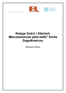Księga Gości i Zdarzeń. "Miscelaneiczne pêle-mêle" Emila Zegadłowicza