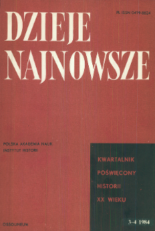Dzieje Najnowsze : [kwartalnik poświęcony historii XX wieku] R. 16 z. 3-4 (1984), Title pages, Contents
