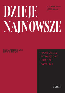 Dzieje Najnowsze : [kwartalnik poświęcony historii XX wieku] R. 47 z. 1 (2015), Title pages, Contents