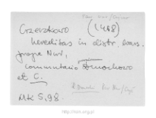 Krzeczkowo. Files of Nur district in the Middle Ages. Files of Historico-Geographical Dictionary of Masovia in the Middle Ages