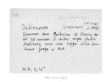 Jabłonowo-Klacze. Files of Nur district in the Middle Ages. Files of Historico-Geographical Dictionary of Masovia in the Middle Ages