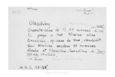 Oleszki. Files of Nur district in the Middle Ages. Files of Historico-Geographical Dictionary of Masovia in the Middle Ages