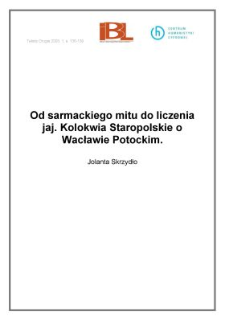 Od sarmackiego mitu do liczenia jaj. Kolokwia Staropolskie o Wacławie Potockim
