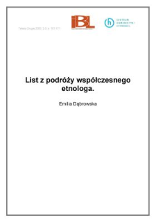 List z podr&oacute;ży wsp&oacute;łczesnego etnologa