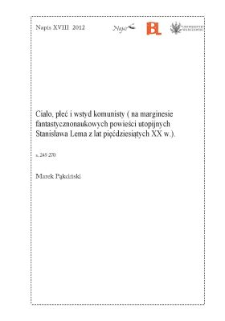 Ciało, płeć i wstyd komunisty (na marginesie fantastycznonaukowych powieści utopijnych Stanisława Lema z lat pięćdziesiątych XX w.)
