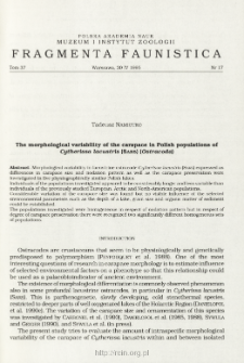 The morphological variability of the carapace in Polish populations of Cytherissa lacustris (Sars) (Ostracoda)