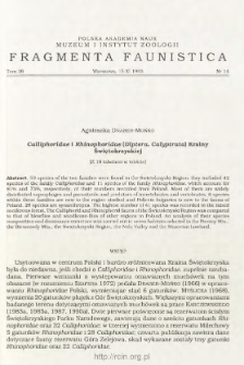 Calliphoridae i Rhinophoridae (Diptera, Calyptrata) Krainy Świętokrzyskiej