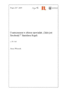 O autocenzurze w zbiorze opowiadań "Gdzie jest Siwobrody?" Stanisława Rogali