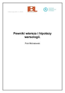 Pewniki wiersza i hipotezy wersologii