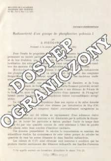 Radioactivit&eacute; d'un groupe de phosphorites polonais I