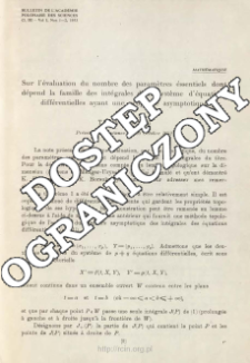 Sur l'&eacute;valuation du nombre des param&egrave;tres &eacute;ssentiels dont d&eacute;pend la famille des int&eacute;grales d'un syst&egrave;me d'&eacute;quations diff&eacute;rentielles ayant une propri&eacute;t&eacute; asymptotique