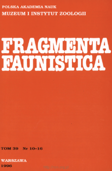 Fragmenta Faunistica - Strony tytułowe, spis treści - t. 39, nr. 10-16 (1996)