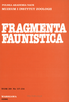 Fragmenta Faunistica - Strony tytułowe, spis treści - t. 39, nr. 16-24 (1996)