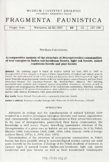 A comparative analysis of the structure of Neuropteroidea communities of tree canopies in linde-oak-hornbeam forests, light oak forests, mixed coniferous forests and pine forests
