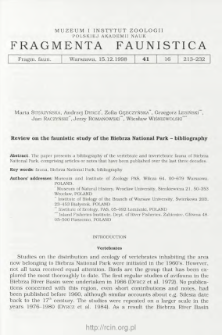 Review on the faunistic study of the Biebrza National Park - bibliography