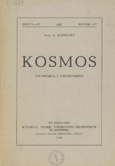 Kosmos. Seria A, Rozprawy, Rocznik 65, Zeszyt 1-4