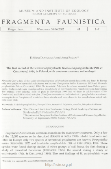The first record of the terrestrial polychaete Hrabeiella periglandulata Pižl et Chalupský, 1984, in Poland, with a note on anatomy and ecology