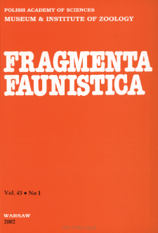 Fragmenta Faunistica - Strony tytułowe, spis treści - t. 45, nr 1 (2002)