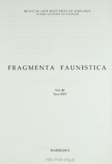 Fragmenta Faunistica - Strony tytułowe, spis treści - t. 46, nr. 1-2 (2003)