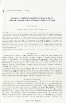 Benthic and epiphytic fauna of Gastrotricha in littoral of mesotrophic lake in Łeczna-Wlodawa Lakeland, Poland