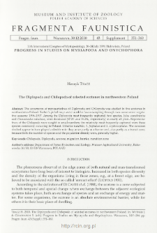The Diplopoda and Chilopoda of selected ecotones in northwestern Poland