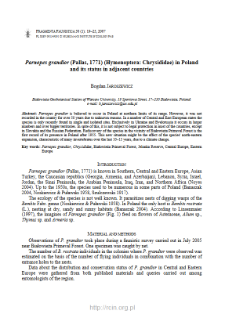 Parnopes grandior (Pallas, 1771) (Hymenoptera : Chrysididae) in Poland and its status in adjacent countries