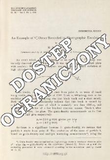 An Example of V0 1 - Decay Recorded in Photographic Emulsion