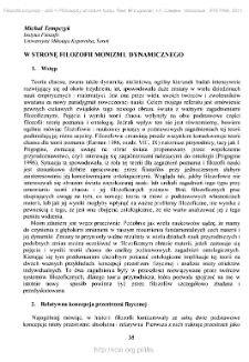 W stronę filozofii monizmu dynamicznego