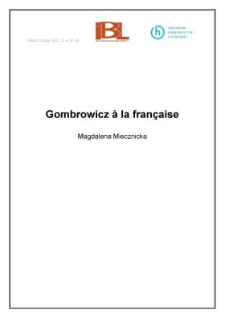 Gombrowicz &agrave; la fran&ccedil;aise