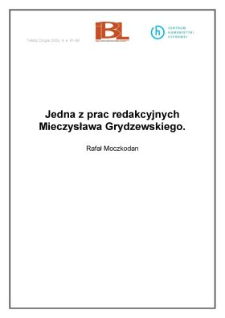 Jedna z prac redakcyjnych Mieczysława Grydzewskiego