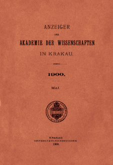 Anzeiger der Akademie der Wissenschaften in Krakau. No 5 Mai (1900)