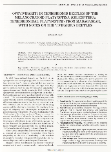 Ovioviviparity in tenenbrionid beetles of the melanocratoid Platynotina (Coleoptera: Tenebrionidae: Platynotini) from Madagascar, with notes on the viviparous beetles