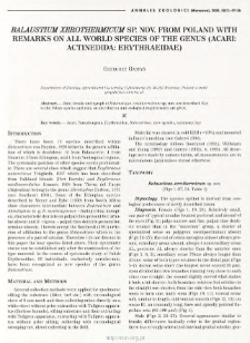 Balaustium xerothermicum sp. nov. from Poland with remarks on all world species of the genus (Acari: Actinedida: Erythraeidae)