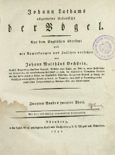 Johann Lathams allgemeine Uebersicht der Vögel. T. 2, cz. 2