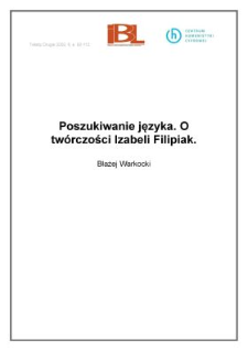 Poszukiwanie języka. O tw&oacute;rczości Izabeli Filipiak