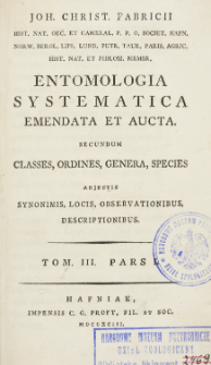 Entomologia systematica emendata et aucta : secundum classes, ordines, genera, species adjectis synonimis, locis, observationibus, descriptionibus. T. 3, p. 1