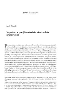 Napoleon w poezji środowiska akademik&oacute;w krakowskich