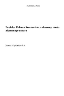 "Popielec" Urbana Szostowicza — nieznany utwór nieznanego autora