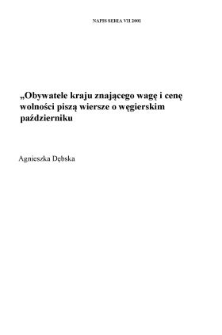 "Obywatele kraju znającego wagę i cenę wolności" piszą wiersze o węgierskim październiku