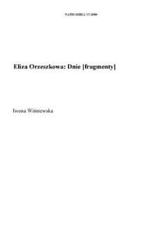 Eliza Orzeszkowa: "Dnie" [fragmenty]