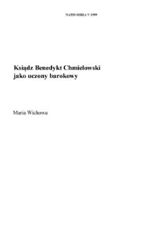 Ksiądz Benedykt Chmielowski jako uczony barokowy