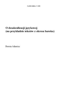 O de sakralizacji językowej (na przykładzie tekst&oacute;w z okresu baroku)